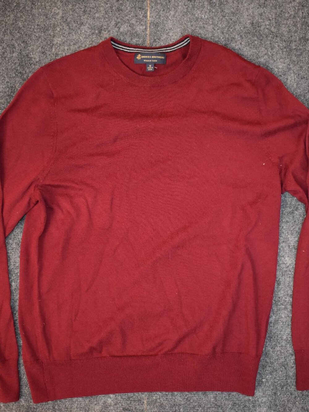 BROOKS BROTHERS Sweater Men's M Red Italian Yarn Merino Wool Crewneck Pullover